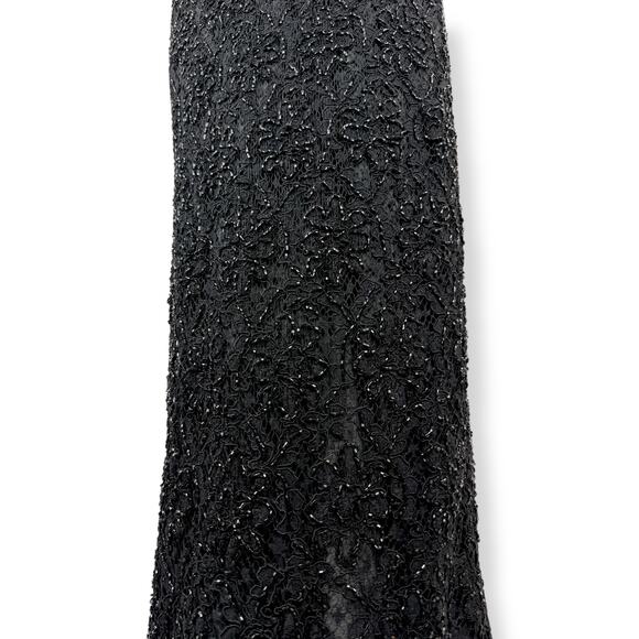 Vintage CARMEN MARC VALVO runway black lace glass beaded evening gown SIZE 4 - Picture 5 of 16